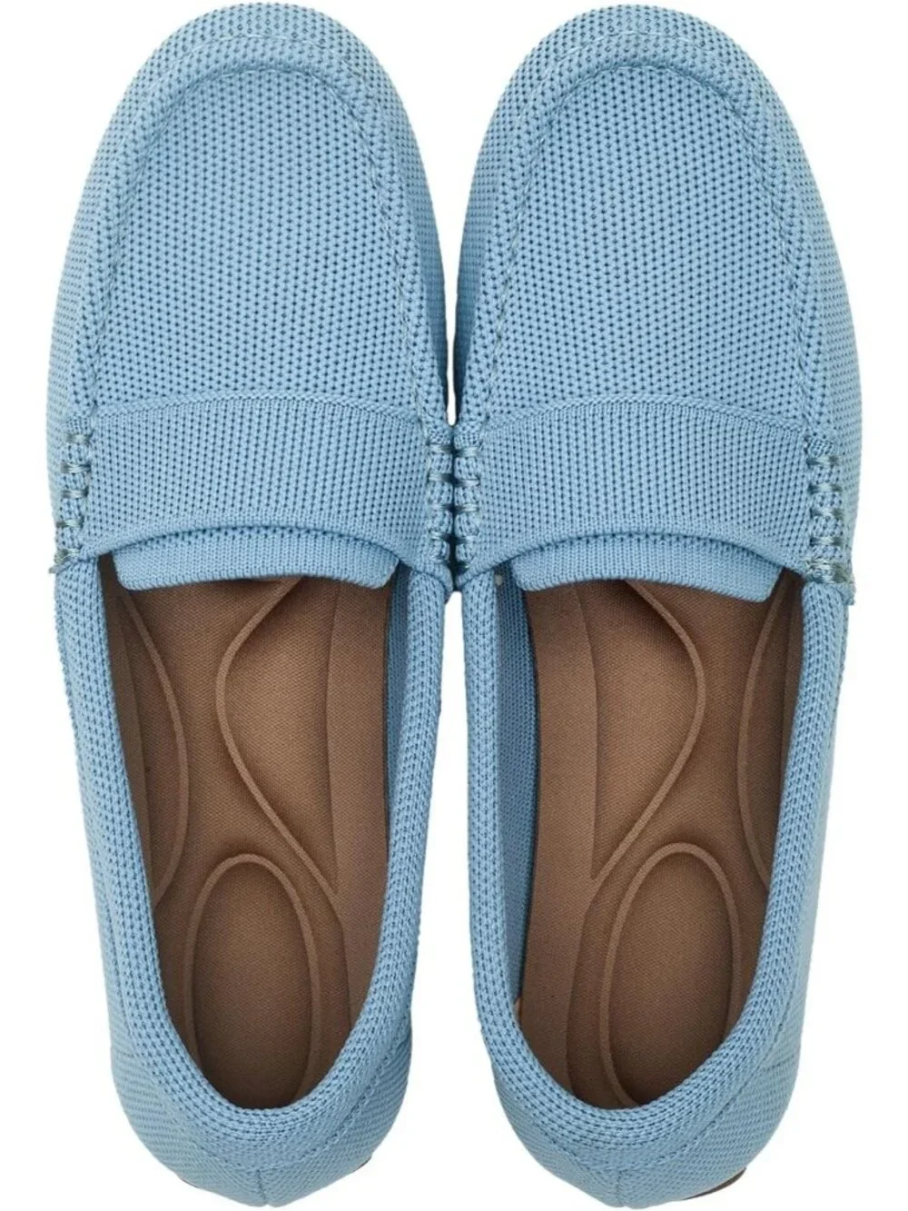 🆕Women's Light Blue Lightweight Knitted Loafers Casual Flat Shoes Comfortable